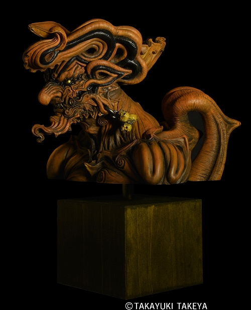 鬼の彫刻「ニｸネカムイ」マスターレプリカ土器調版仕様のフィギュア画像