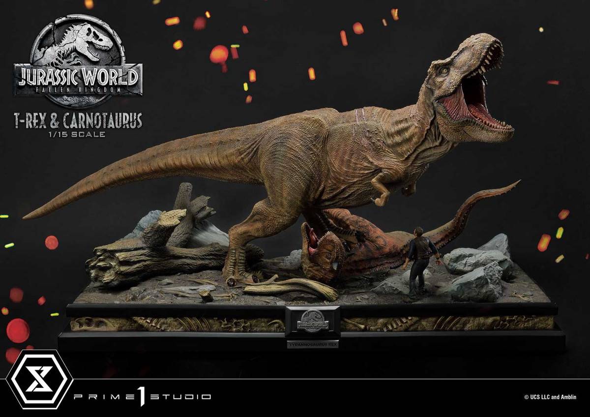 「レガシーミュージアムコレクション ジュラシック・ワールド:炎の王国 ティラノサウルス・レックス & カルノタウルス」のフィギュア画像