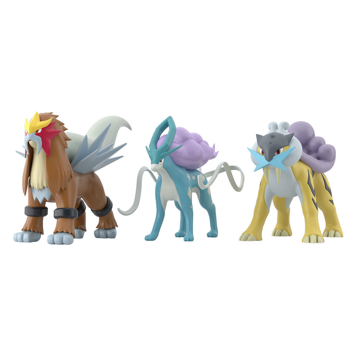 「ポケモンスケールワールド ジョウト地方 ライコウ&エンテイ&スイクン」(再販)のフィギュア画像