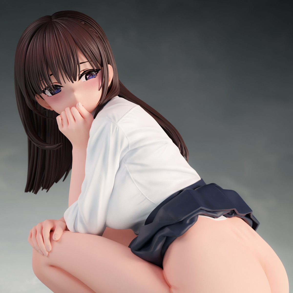 加瀬大輝氏オリジナルイラスト「しゃがみJKさん 脱衣ver.」のフィギュア画像