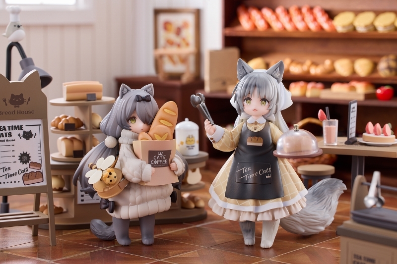 ティータイム キャッツ シーン「にゃん町“パン屋”店員＆お客セット」のフィギュア画像