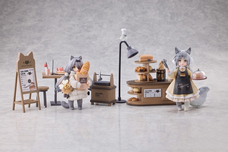 ティータイム キャッツ シーン「にゃん町“パン屋”店員＆お客セット」のフィギュア画像