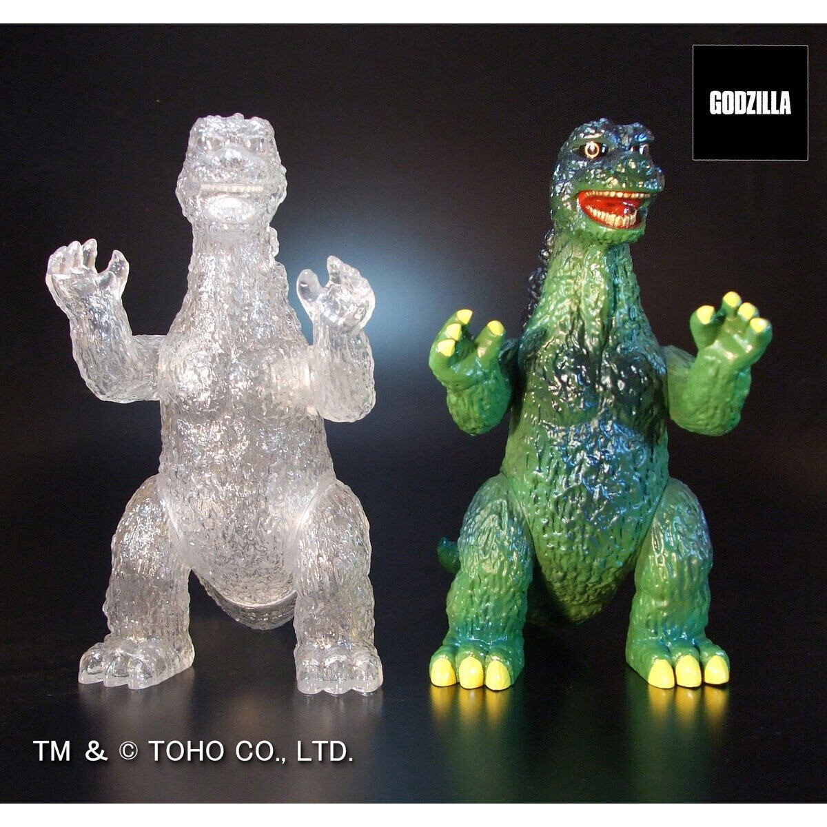 ゴジラ「復刻版ポピーグレートザウルス ゴジラ(クリアVer./レトログリーンVer.)」のフィギュア画像