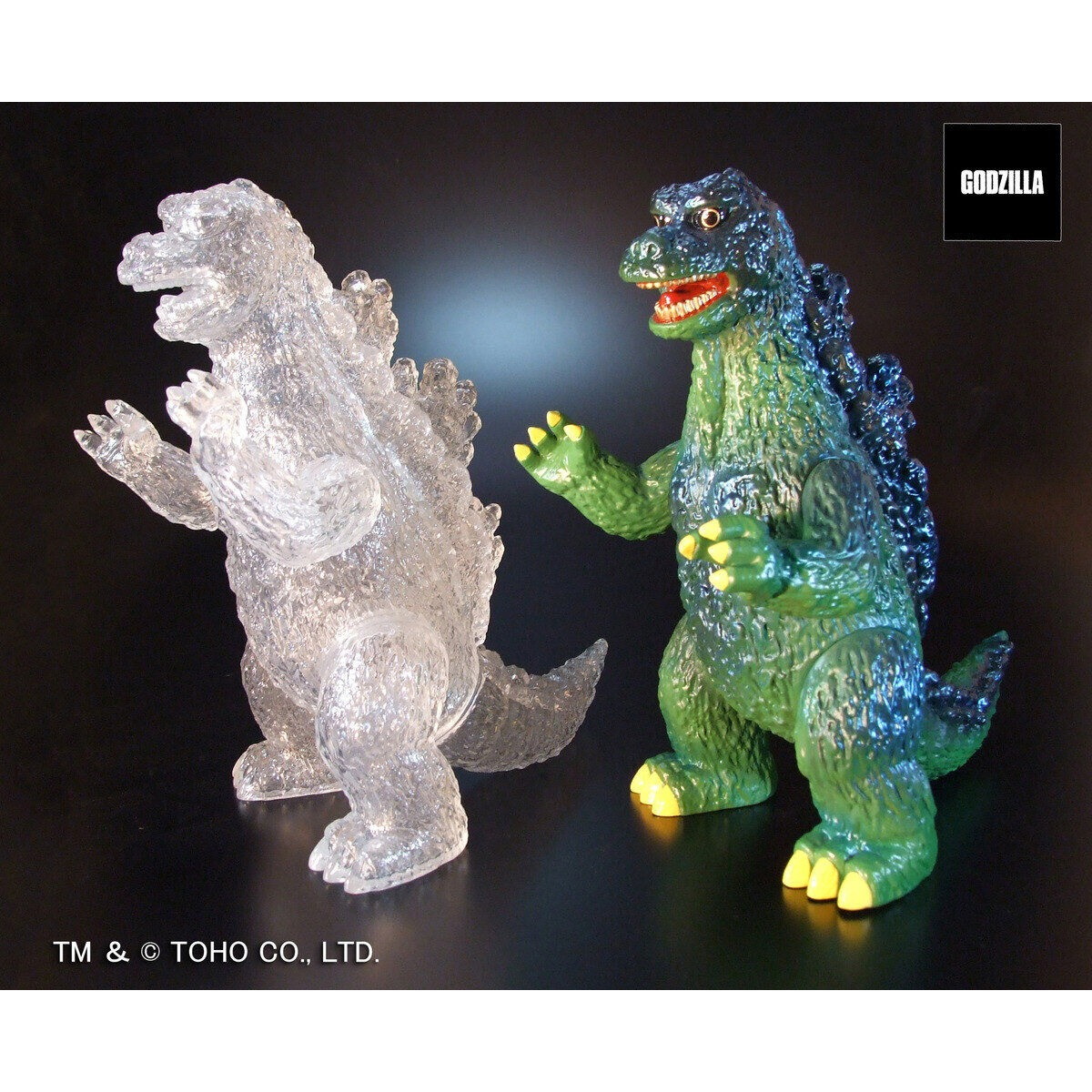 ゴジラ「復刻版ポピーグレートザウルス ゴジラ(クリアVer./レトログリーンVer.)」のフィギュア画像