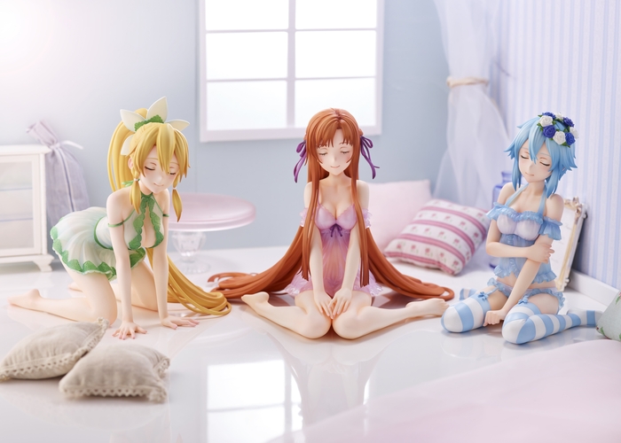 「SAOアスナ・シノン・リーファ -ネグリジェVer」1/4スケールフィギュアの3体購入特典「おやすみ顔パーツ」に差し替えた新カットが公開!