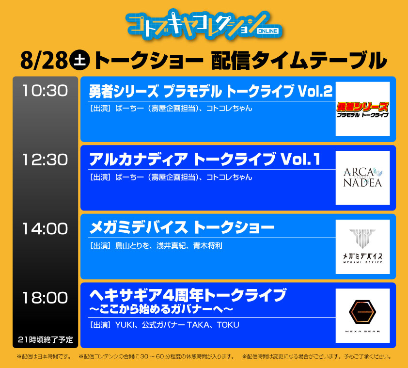 新作発表イベント「コトブキヤコレクションONLINE 2021［なつやすみ！］」が8月28日、29日よりライブ配信決定！